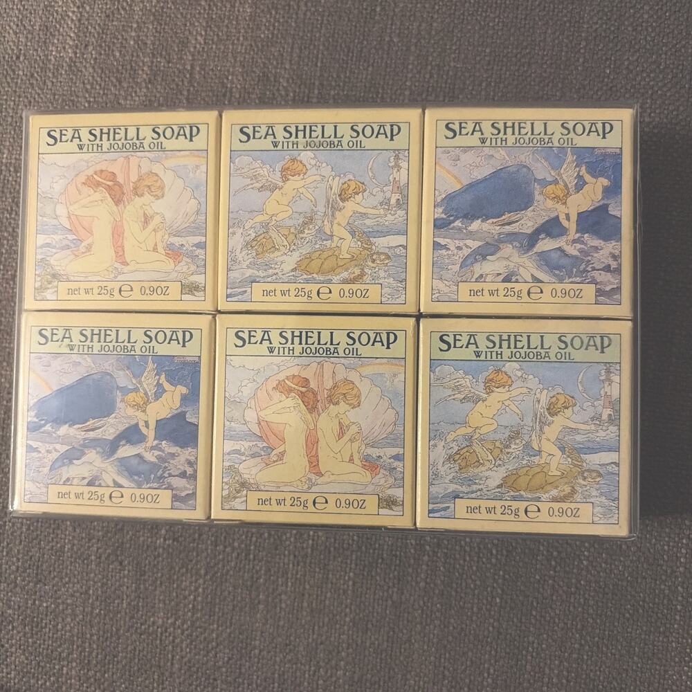 Vintage 70s Crabtree & Evelyn Sea Shell Soap Jojoba Oil Lot of 6 New Sealed